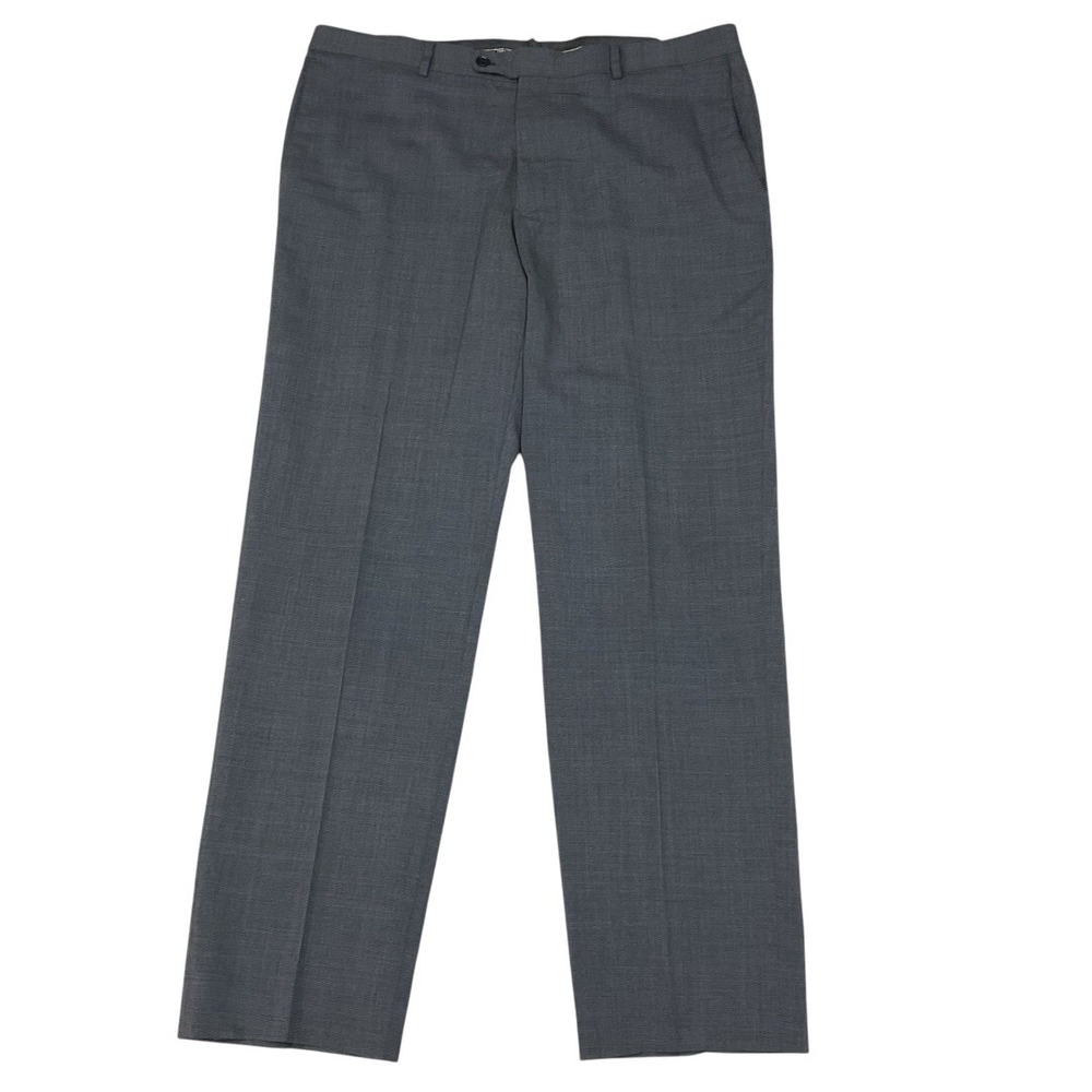 Linea Uomo Men's Performance Suit Wool Blend Dress Pants Gray Size 46R 40W Work‎